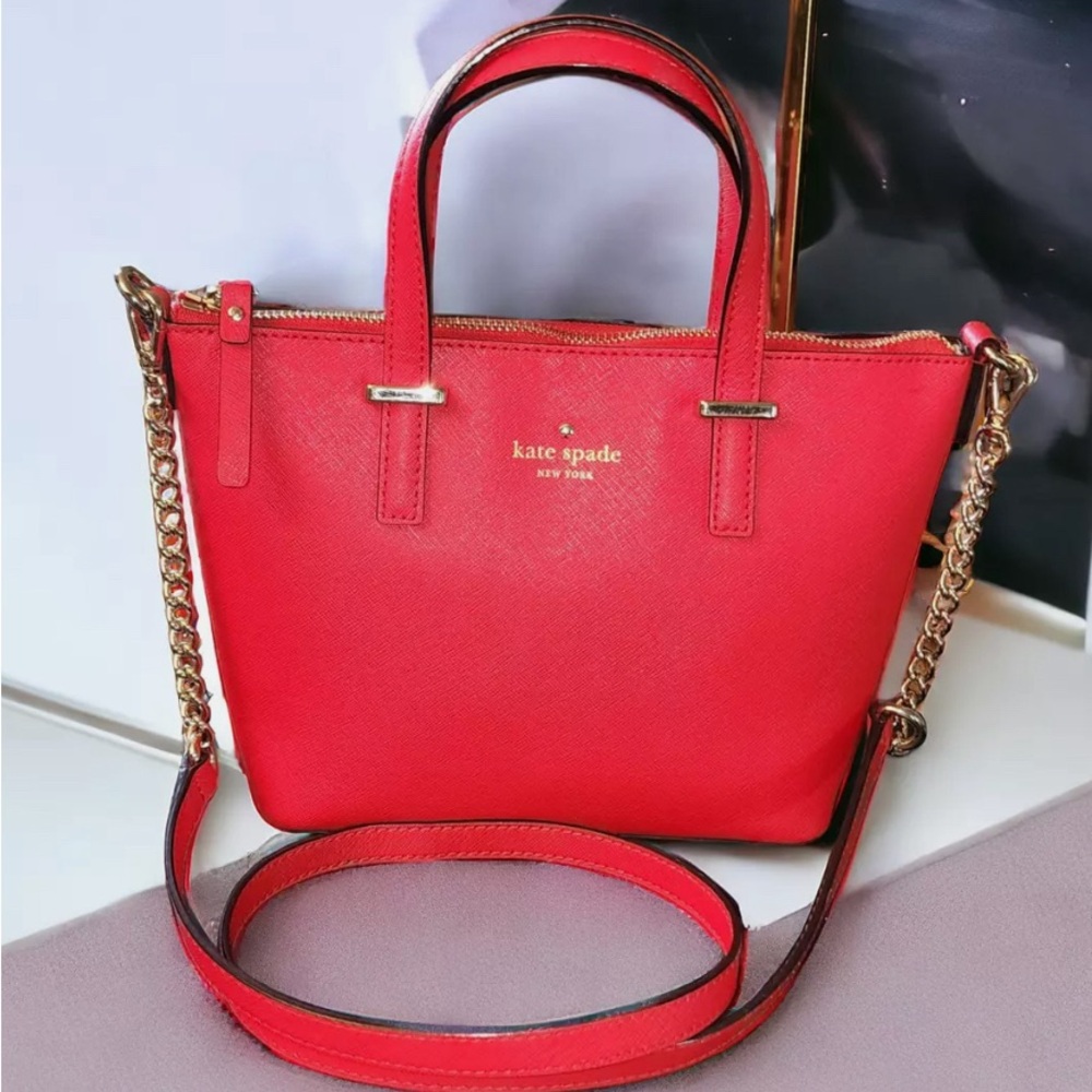 Brand New Red Kate Spade mini bag with removable strap